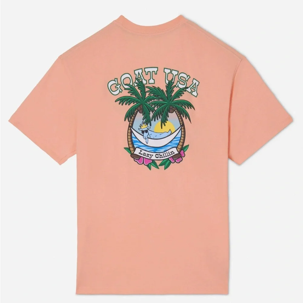 GOAT USA Peach Lazy Chillin' T-Shirt, M - Picture 1 of 5